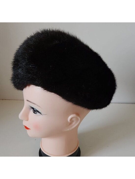 VISON Genuine Mink Beret Hat Brown Fur CANADA main image 5